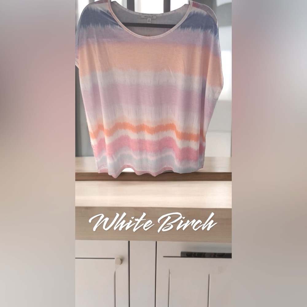 White Birch NWOT soft loose pastel top flowy round neck 3X top